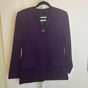 Kasper ASL Purple Plum Eggplant Pencil Skirt Suit Blazer Career Vintage Size 6